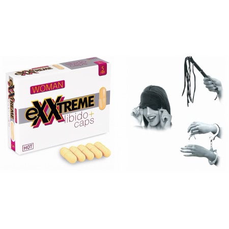 Pachet Set Limited Edition Lovers Fantasy Negru + Capsule Femei eXXtreme Libido Afrodisiac 5buc