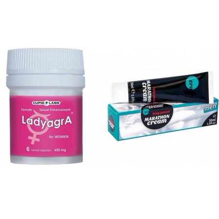 Pachet Pastile Libido Ladyagra 6buc + Penis Marathon Long Power Creme 30ml