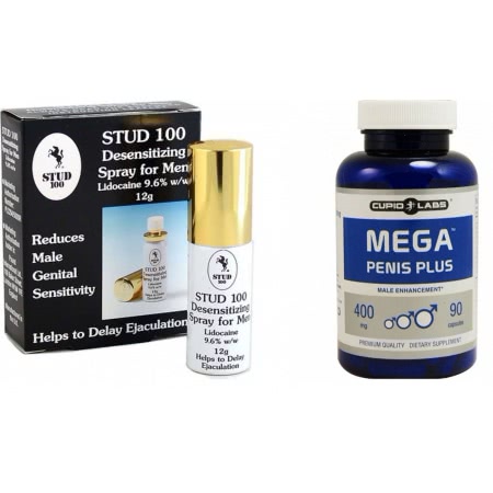 Pachet Spray Stud 100 Original + Pastile Marirea Penisului Mega Penis Plus 90buc
