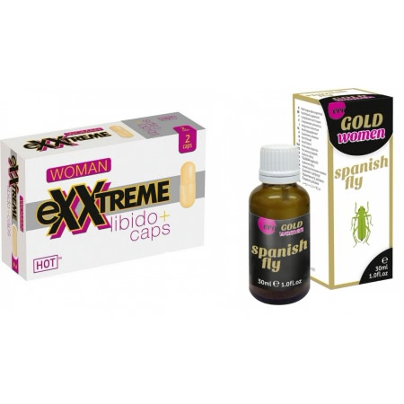 Pachet Capsule Femei eXXtreme Libido Afrodisiac 5buc + Afrodisiac Spanish Fly Strong Gold Women 30ml