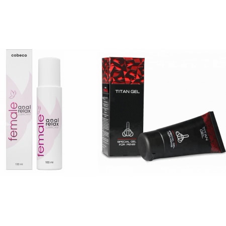 Pachet Crema Marirea Penisului Titan Gel Original 50ml + Lubrifiant Anal Female Cobeco Relax 120ml