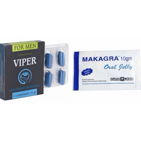 Pachet Stimulent Makagra Oral Jelly 10g + Pastile Potenta Viper FR 4 capsule