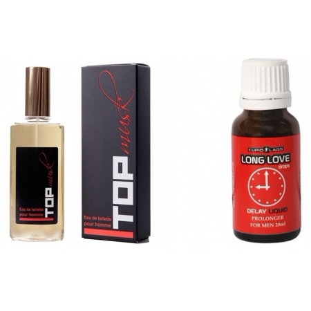 Pachet Picaturi Ejaculare Precoce Long Love 20ml + Parfum Feromoni Top Musk 75ml