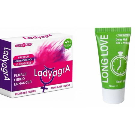 Pachet Pastile Libido Ladyagra 10capsule + Gel Ejaculare Precoce Long Love 50ml