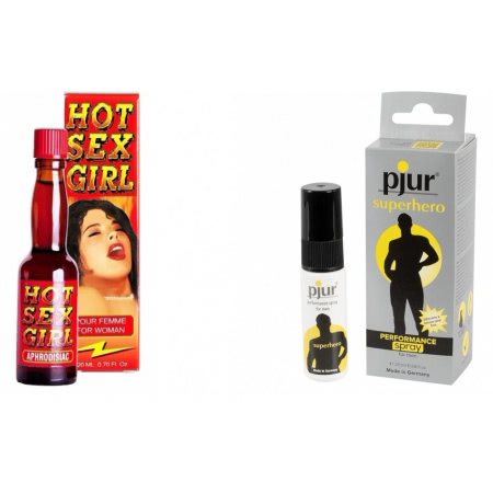 Pachet Pjur Superhero Spray For Men 20ml + Afrodisiac Hot Sex Girl 20ml