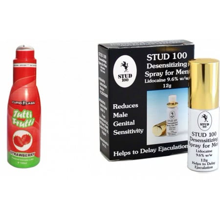 Pachet Spray Stud 100 Original + Lubrifiant Sex Oral Capsuni 100ml