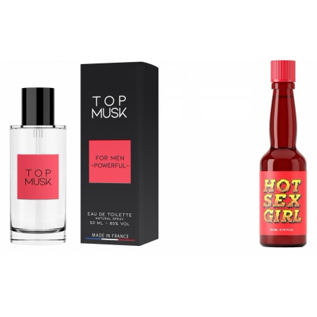 Pachet Afrodisiac Hot Sex Girl 20ml + Parfum Feromoni Top Musk 75ml