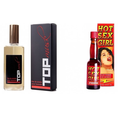 Pachet Afrodisiac Hot Sex Girl 20ml + Parfum Feromoni Top Musk 75ml