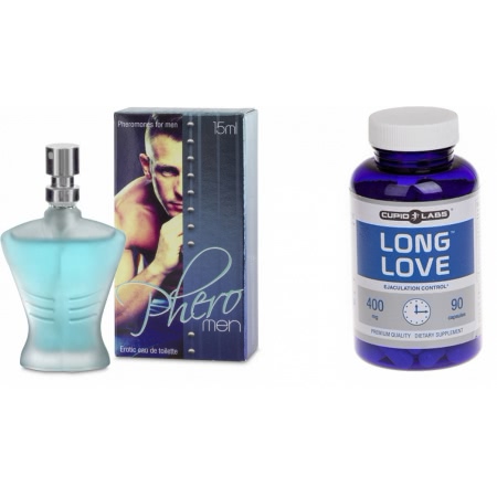 Pachet Parfum Feromoni Pheromen 15ml + Pastile Ejaculare Precoce Long Love 90buc