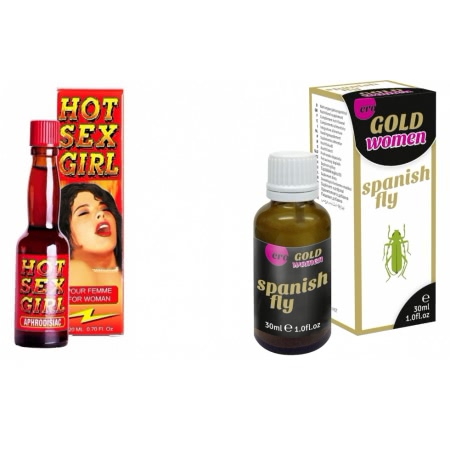 Pachet Afrodisiac Hot Sex Girl 20ml + Afrodisiac Spanish Fly Strong Gold Women 30ml