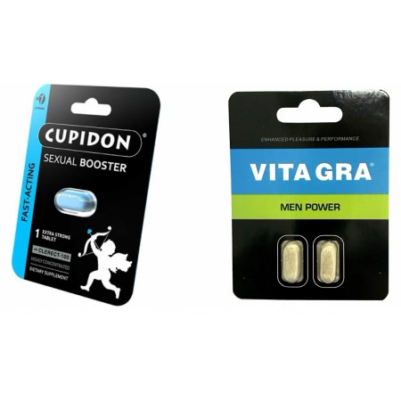 Pachet Pastile Potenta Vita Gra 2buc + Pastila Erectie Cupidon Sexual Booster 1 buc
