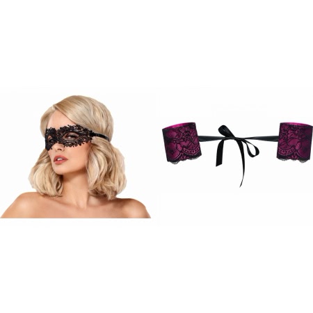 Pachet Cătușe Obsessive Roseberry Mov + Mască Obsessive A710 Negru