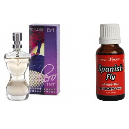 Pachet Parfum Feromoni PheroFem 15ml + Picaturi Afrodisiace Spanish Fly 20ml