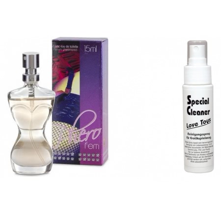 Pachet Parfum Feromoni PheroFem 15ml + Special Cleaner Love Toys 50ml