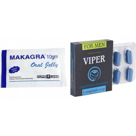 Pachet Stimulent Makagra Oral Jelly 10g + Pastile Potenta Viper FR 4 capsule