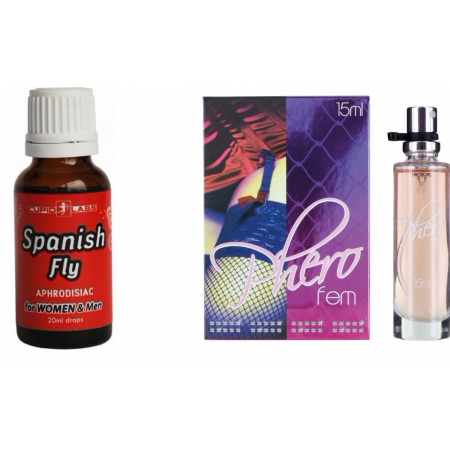 Pachet Parfum Feromoni PheroFem 15ml + Picaturi Afrodisiace Spanish Fly 20ml