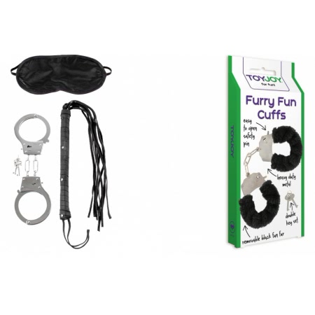 Pachet Set Limited Edition Lovers Fantasy Negru + Catuse Furry Fun Cuffs Negru
