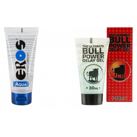 Pachet Lubrifiant Eros Aqua 200ml + Gel Ejaculare Prematura Bull Power Delay 30ml