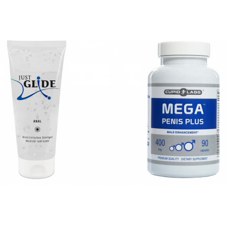 Pachet Pastile Marirea Penisului Mega Penis Plus 90buc Si Lubrifiant Just Glide Anal 200ml