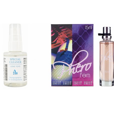 Pachet Parfum Feromoni PheroFem 15ml + Special Cleaner Love Toys 50ml