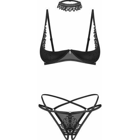 Set 3 Piese Obsessive Donarella Negru XS-S