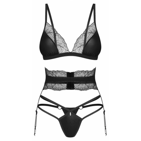 Set 3 Piese Obsessive Lobellis Negru XS-S