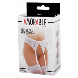 Portjartier Cu Dresuri Amorable Lucy Alb S-L