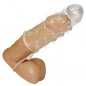 Prelungitor Penis Cu Inel Si Textura Cu Bile Transparent