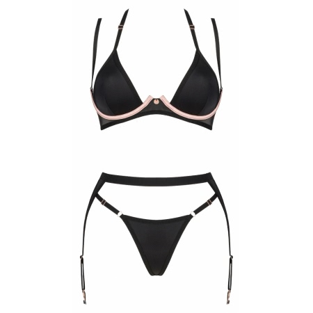 Set Obsessive 3 Piese Selinne Negru XL-2XL