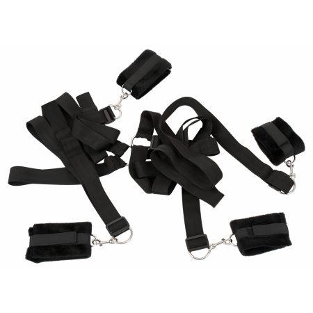 Set Cătușe Mâini Și Glezne Bed Shackles Negru