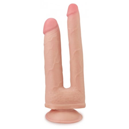 Dildo Dublu Cu Ventuza Skinlike Soft Natural