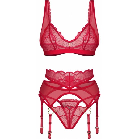 Suspender Set Obsessive Cupide Desir Roșu L-XL