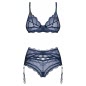 Set cu portjartier Obsessive Nightly albastru XS-S