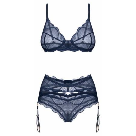 Set cu portjartier Obsessive Nightly albastru XS-S