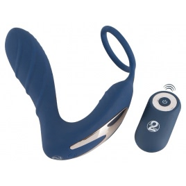 Vibrating Prostate Plug with Ring Albastru pe xBazar