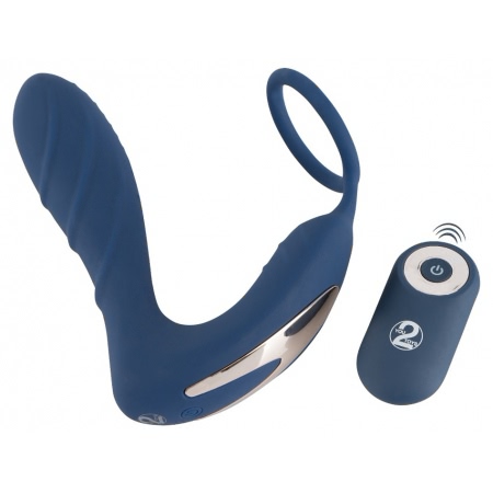 Vibrating Prostate Plug with Ring Albastru